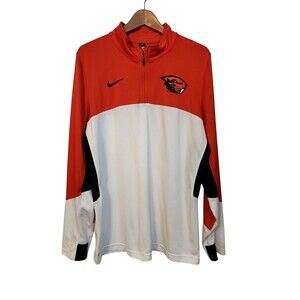 Nike Oregon State Beavers 1/4 Zip Pullover Men's XL Orange White Dri-FIT OSU